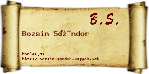 Bozsin Sándor névjegykártya